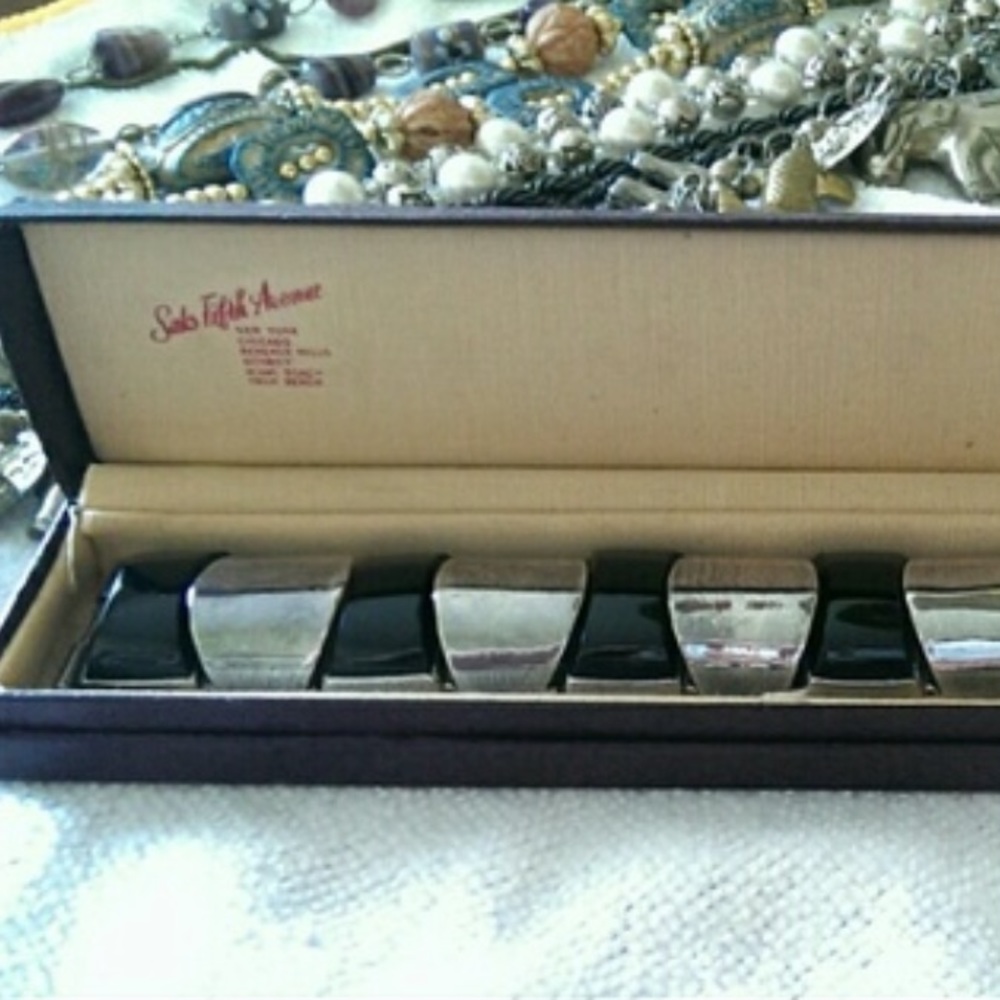 Vintage Saks Fifth  silver and black onyx bracelet